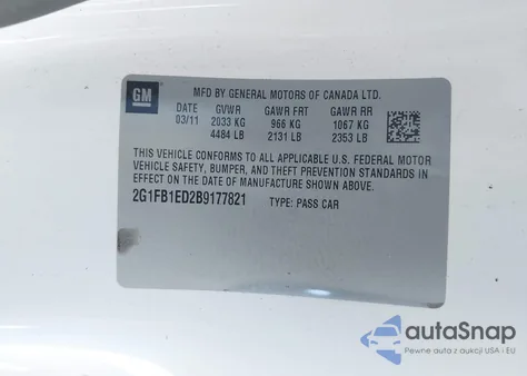 2011 Chevrolet Camaro 1Lt z USA, uszkodzony, nr VIN 2G1FB1ED2B9177821